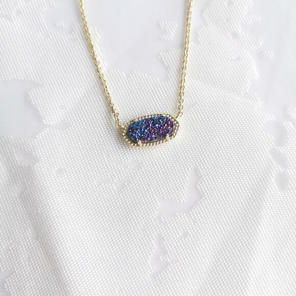 Kendra Scott Elisa Gold Necklace Multicolor Drusy - Picture 1 of 3